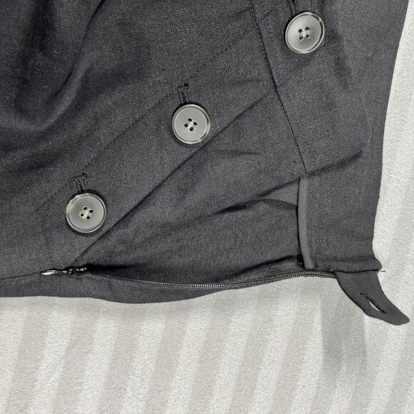 Talbots Pants Womens 10 Black Linen Wide Leg Sailor Button Trouser High Rise - Picture 4 of 11
